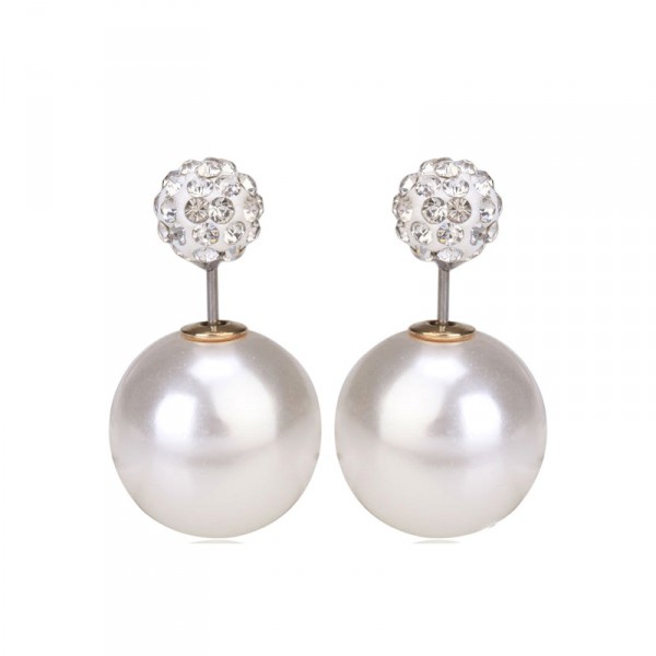 Ivory Pearl Pave Double Sided 360 Statement Earrings